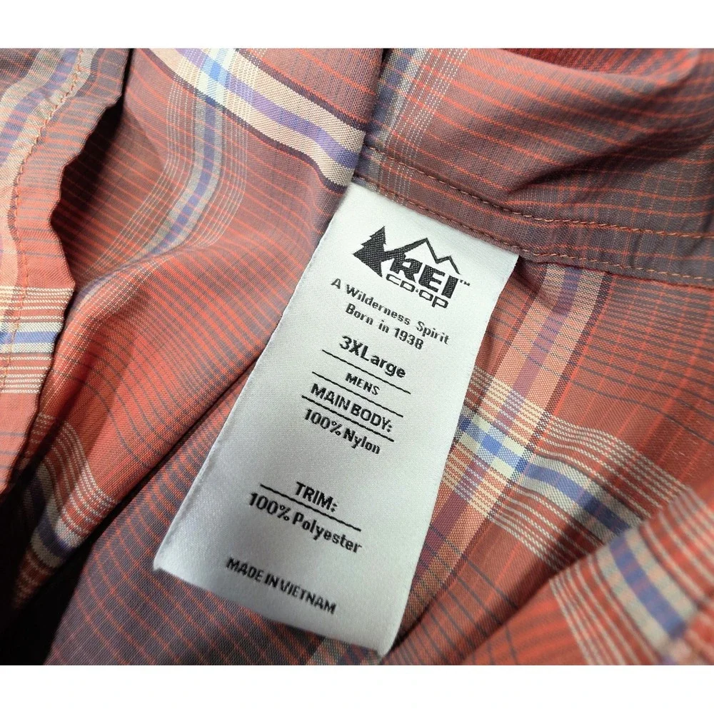 REI Co-Op Shirt Mens 3XL Nylon Plaid Button Up Vented Outdoor Hiking LIMITED USE